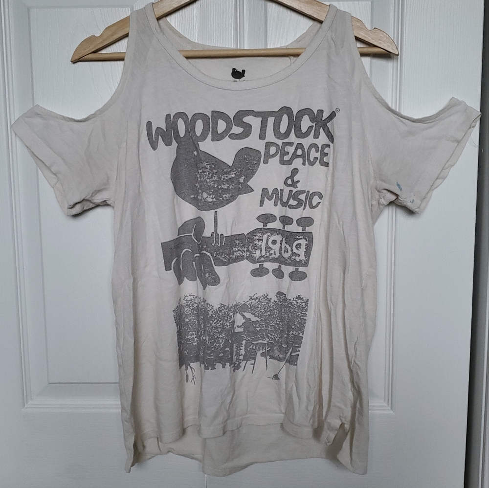 Lucky Brand Woodstock Poster Open-Shoulder Graphic Tee